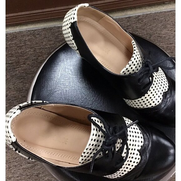 Chase & Chloe - Women's Black and White Polka Dot Heal - Sz 8.5 - Picture 7 of 7